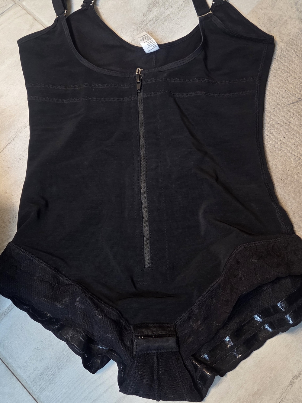 Black Women's Shapewear Bodysuit with Front Zipper